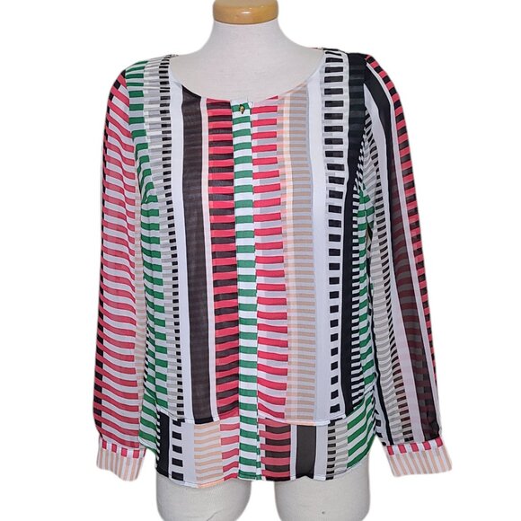Worthington Layered Striped Blouse - Picture 1 of 7